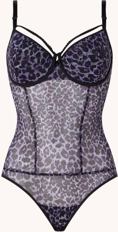 Marlies Dekkers peekaboo plunge balconette body | wired padded black purple leopard
