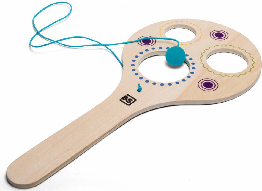 BS Toys Racket Met Bal Junior 45 X 20 Cm Hout Naturel/blauw