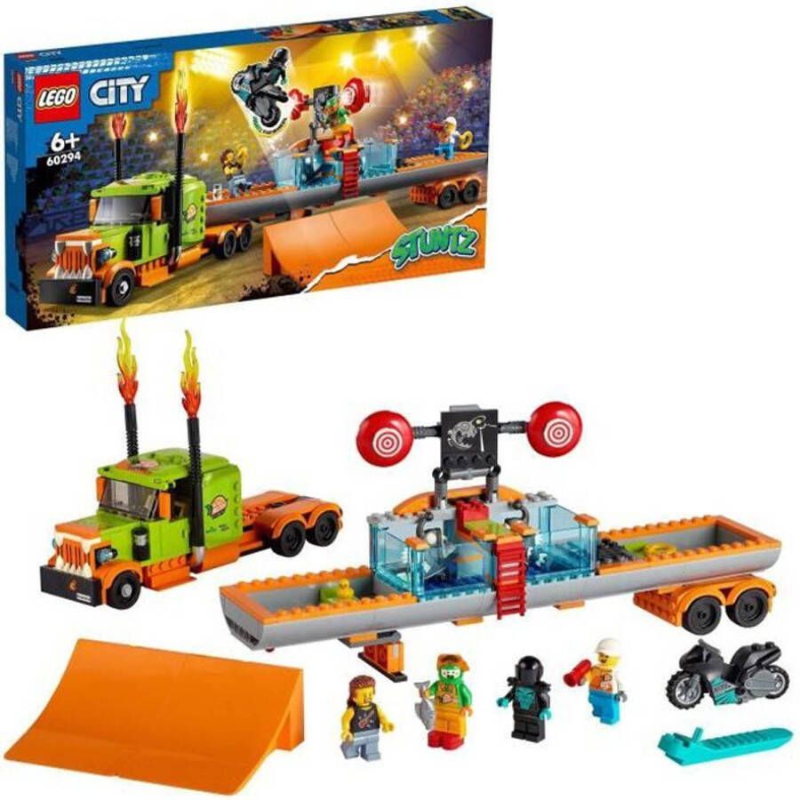 LEGO 60294 City Stuntshowtruck, Terugtrekmotor, Bassin, Constructiespeelgoed Voor Kinderen