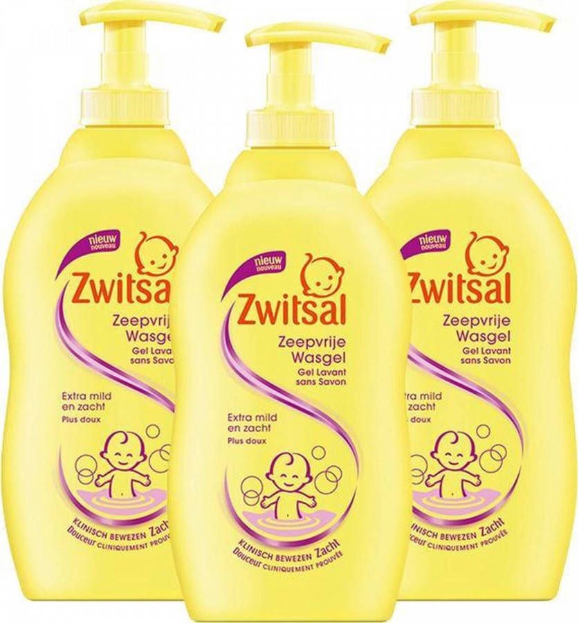 Zwitsal Baby Zeepvrije Wasgel Extra Mild & Zacht Met Pompje 3x 400ml Copy Copy