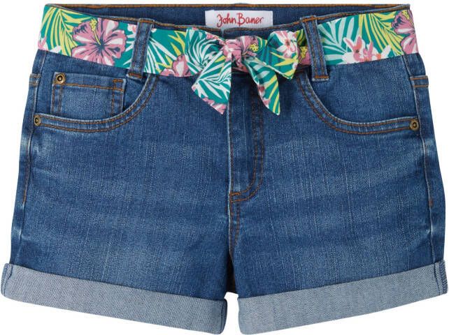 bonprix Meisjes jeans short met ceintuur