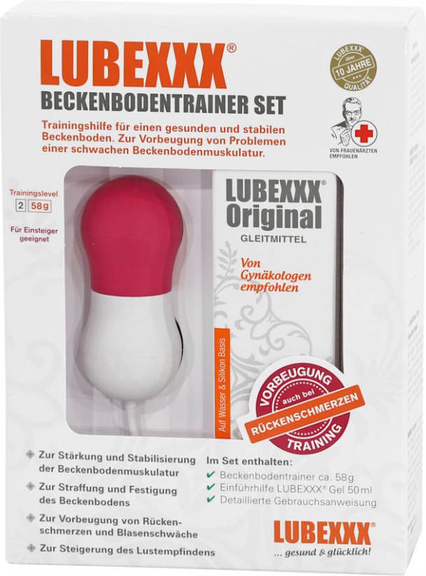 LUBEXXX Bekkenbodemtrainerset voor beginners, per stuk, gewichtsklasse 2(58 g)& 50 ml glijmiddel Pink