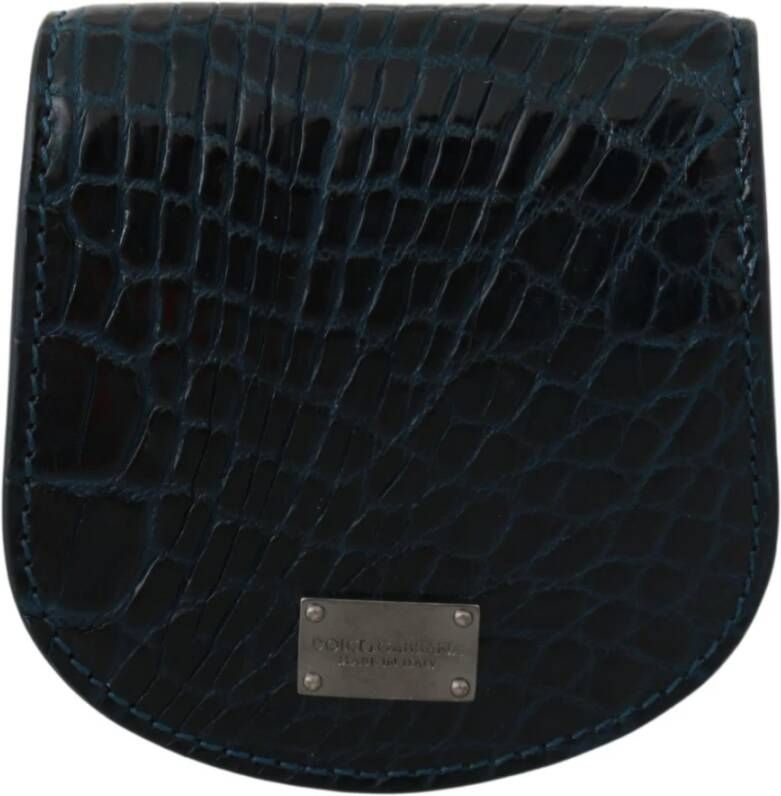 Dolce & Gabbana Blue Exotic Skins Condom Case Holder Pocket , Blauw, Heren