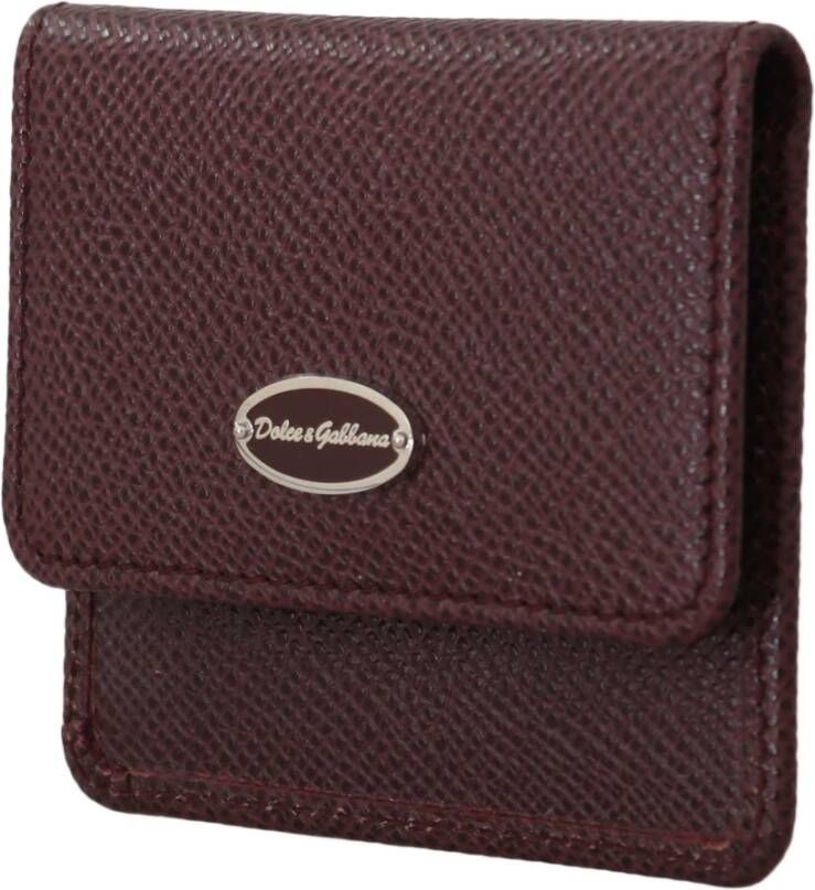 Dolce & Gabbana DG Bordeaux Dauphine Leather Condoom Pocket Case , Rood, Heren