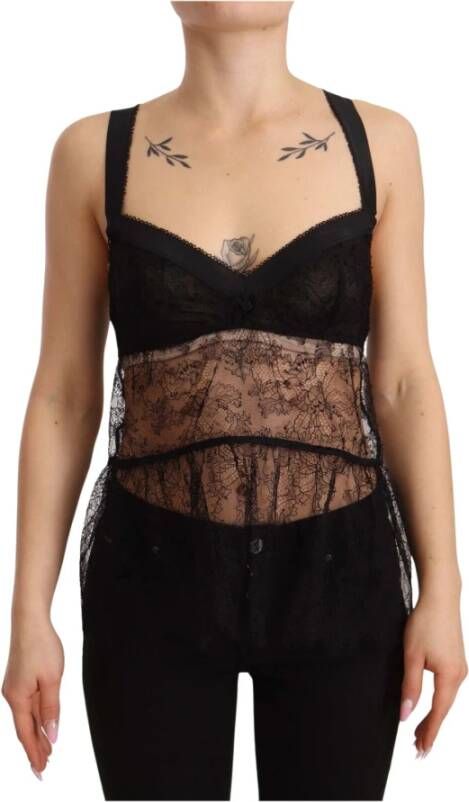 Dolce & Gabbana Mouwloze tops , Zwart, Dames