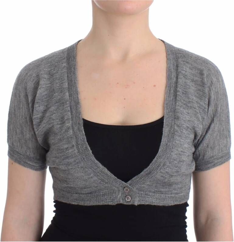 Ermanno Scervino Lingerie Breid Gray Bolero Sweater Cardigan , Grijs, Dames