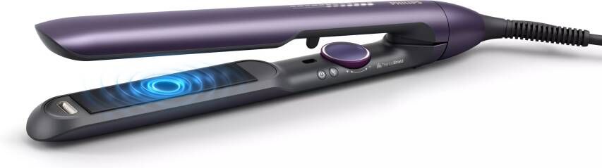 Philips Straightener Series 7000 BHS752/00 met thermoshield technologie, ioniseringsfunctie, mineraal ionen voor uv bescherming, 12 instellingen en bewaartas