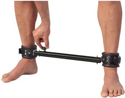 Huismerk BDSM Spreidstang Met Leren Boeien 35 Tot 60 cm