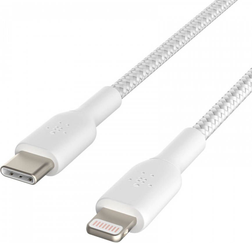 Belkin Braided Usb c naar lightning 1 Meter Wit